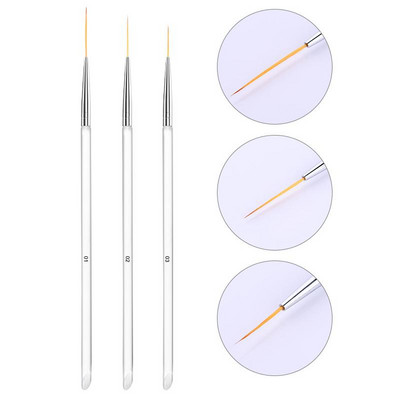 3 τμχ Σετ βουρτσών γραμμής γαλλικής λωρίδας Σετ βούρτσες με εξαιρετικά λεπτή γραμμή σχεδίασης Στυλό με διπλό άκρο UV Gel βούρτσες Εργαλεία μανικιούρ