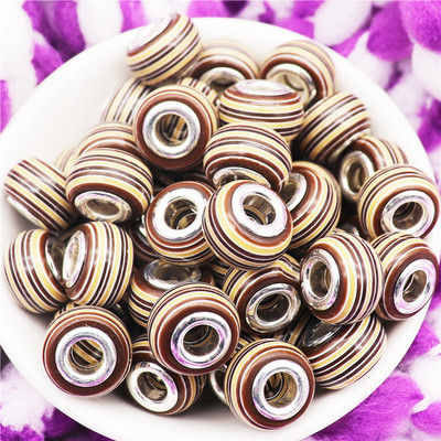 10 τμχ ακρυλικό ουράνιο τόξο ρίγες χάντρες πολύχρωμες χάντρες μεγάλη τρύπα Γούρια για γυναίκες Κοσμήματα κατασκευής βραχιόλια κολιέ Μπρελόκ