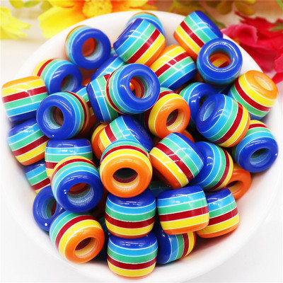 10 τμχ ακρυλικό ουράνιο τόξο ρίγες χάντρες πολύχρωμες χάντρες μεγάλη τρύπα Γούρια για γυναίκες Κοσμήματα κατασκευής βραχιόλια κολιέ Μπρελόκ