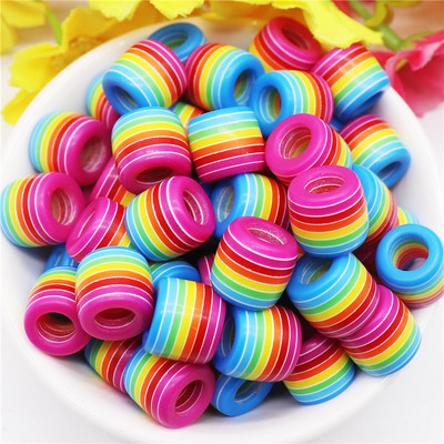 10 τμχ ακρυλικό ουράνιο τόξο ρίγες χάντρες πολύχρωμες χάντρες μεγάλη τρύπα Γούρια για γυναίκες Κοσμήματα κατασκευής βραχιόλια κολιέ Μπρελόκ