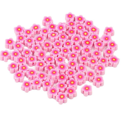 Νέα 40-100 τεμ/συσκευασία Χαριτωμένο ροζ λουλούδι σε σχήμα πολυμερούς πηλού Χαλαρές χάντρες για DIY βραχιόλια σκουλαρίκι κοσμήματα ευρήματα