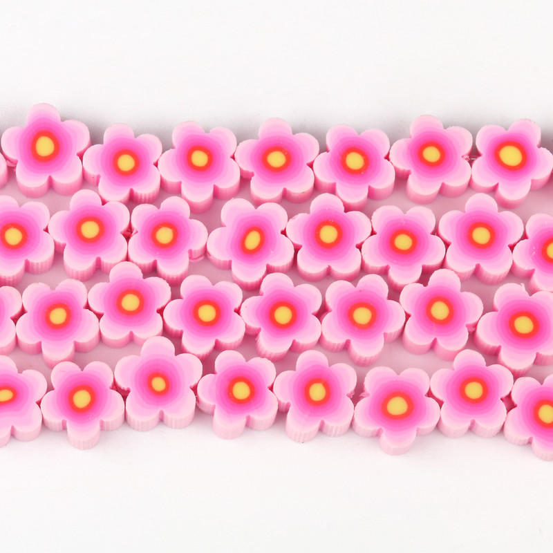 Νέα 40-100 τεμ/συσκευασία Χαριτωμένο ροζ λουλούδι σε σχήμα πολυμερούς πηλού Χαλαρές χάντρες για DIY βραχιόλια σκουλαρίκι κοσμήματα ευρήματα