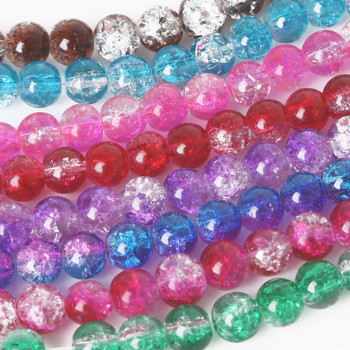 Горещи модни 8 мм 50 бр. Двуцветни цветни кръгли стъклени напукани кварцови кристални стъклени дистанционни мъниста за гривна и огърлица направи си сам