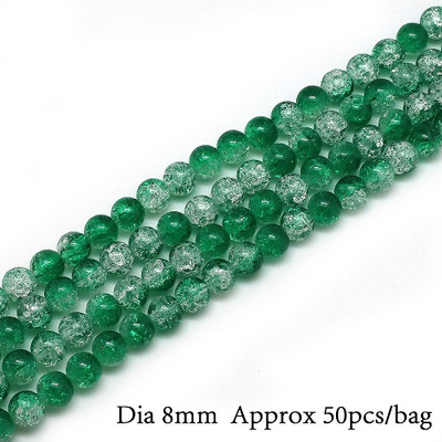 Hot Fashion 8 mm 50 tk kahevärviline ümmargune ümmargune klaas pragunenud kvartskristallklaasist vahehelmed meisterdamise käevõru ja kaelakee jaoks