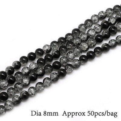 Hot Fashion 8 mm 50 tk kahevärviline ümmargune ümmargune klaas pragunenud kvartskristallklaasist vahehelmed meisterdamise käevõru ja kaelakee jaoks