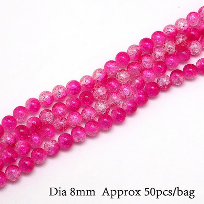 Hot Fashion 8 mm 50 tk kahevärviline ümmargune ümmargune klaas pragunenud kvartskristallklaasist vahehelmed meisterdamise käevõru ja kaelakee jaoks