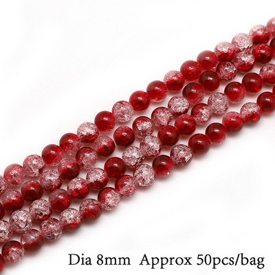 Hot Fashion 8 mm 50 tk kahevärviline ümmargune ümmargune klaas pragunenud kvartskristallklaasist vahehelmed meisterdamise käevõru ja kaelakee jaoks