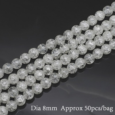 Hot Fashion 8 mm 50 tk kahevärviline ümmargune ümmargune klaas pragunenud kvartskristallklaasist vahehelmed meisterdamise käevõru ja kaelakee jaoks