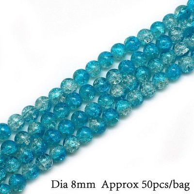 Hot Fashion 8 mm 50 tk kahevärviline ümmargune ümmargune klaas pragunenud kvartskristallklaasist vahehelmed meisterdamise käevõru ja kaelakee jaoks