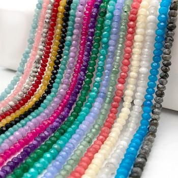 2-4 χιλιοστά ανοιχτό μωβ Jades Beads Φυσική πέτρα Faceted Flat Loose Beads DIY Κατασκευή βραχιολιών κολιέ κοσμήματα