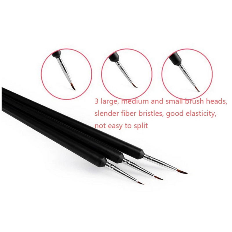 Set de perii pentru căptușeală pentru unghii, cu dungi ultra-subțiri, cu dungi franceză, 3D, cu gel UV, lac, grilă de flori, pix pentru desen pentru instrumente de manichiură DIY