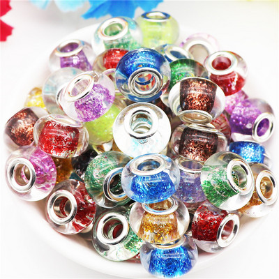 10 db/tétel nagy lyuk, kerek csillogó gyöngyök, varázslatok Fit Pandora karkötő kígyó lánczsinór nyaklánc ékszerkészítéshez, női barkácsoláshoz