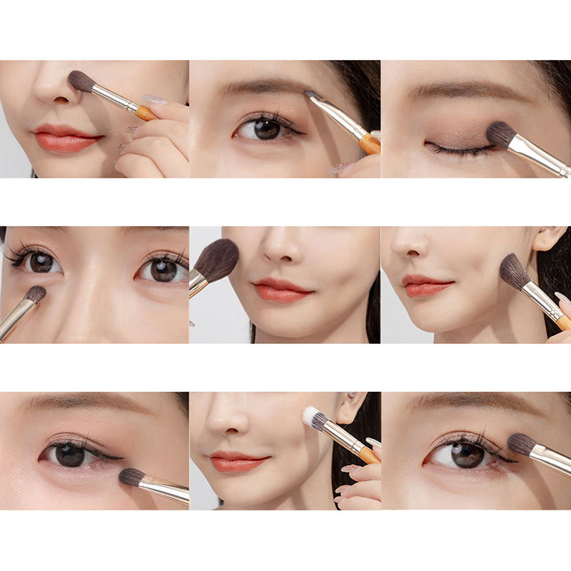 9 tk/komplekt minimeigipintslite komplekt kaasaskantav reisikosmeetikapintslite komplekt lauvärvi jumestuskreemi puudripintslid ilumeigitööriistad