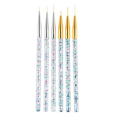 3Pcs Specialty Acrylic French Stripe Nail Art Liner Brush Set 3D Tips Manicure Ultra-thin Line Drawing Pen UV Gel Brushes Tools