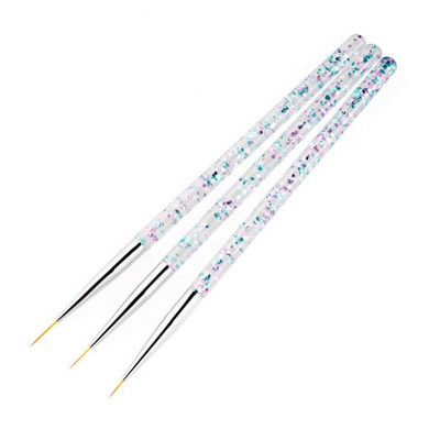 Set de perii pentru căptușeală pentru unghii cu dungi acrilice de specialitate, 3 bucăți, sfaturi 3D, pentru manichiură, pix ultra-subțire, perii cu gel UV, instrumente