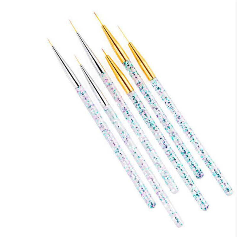 Set de perii pentru căptușeală pentru unghii cu dungi acrilice de specialitate, 3 bucăți, sfaturi 3D, pentru manichiură, pix ultra-subțire, perii cu gel UV, instrumente