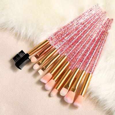 10 tk Meigipintslite komplekt Glitter Lovely Pink Silmapintslite Komplekt Silmapliiats Kulmude Lauvärvide Meigipintslite Komplekt Kosmeetilised ilutööriistad