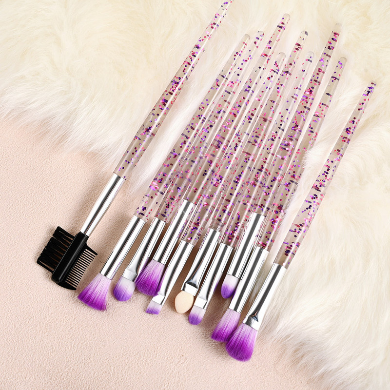 10 tk Meigipintslite komplekt Glitter Lovely Pink Silmapintslite Komplekt Silmapliiats Kulmude Lauvärvide Meigipintslite Komplekt Kosmeetilised ilutööriistad