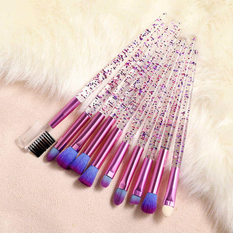 10 tk Meigipintslite komplekt Glitter Lovely Pink Silmapintslite Komplekt Silmapliiats Kulmude Lauvärvide Meigipintslite Komplekt Kosmeetilised ilutööriistad