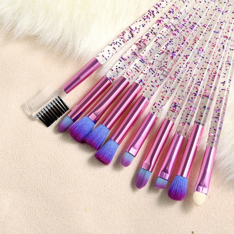 10 tk Meigipintslite komplekt Glitter Lovely Pink Silmapintslite Komplekt Silmapliiats Kulmude Lauvärvide Meigipintslite Komplekt Kosmeetilised ilutööriistad