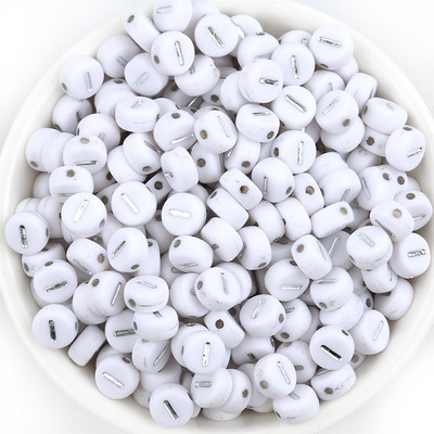 Ασημί Λευκό Χρώμα Ακρυλικό 7x4mm 26 Γραμμάτων Στρογγυλό Σχήμα Ακούστε Χάντρες Αλφάβητο Γράμμα For Make Βραχιόλι Κολιέ Αξεσουάρ κοσμημάτων