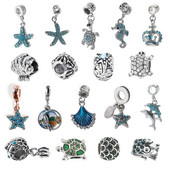 2 tk/partii Sinised meritähe ja kala amulettide ripatsid sobivad Pandor käevõrudele naistele lastele lastele moe ookeani stiilis ehete meisterdamine