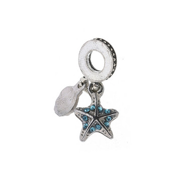 2 τεμάχια/Παρτίδα Μπλε αστερίες & γοητεία ψαριών μενταγιόν που ταιριάζει σε βραχιόλια Pandor για γυναίκες Παιδική μόδα κοσμήματα σε στυλ ωκεανού Κατασκευή δώρων