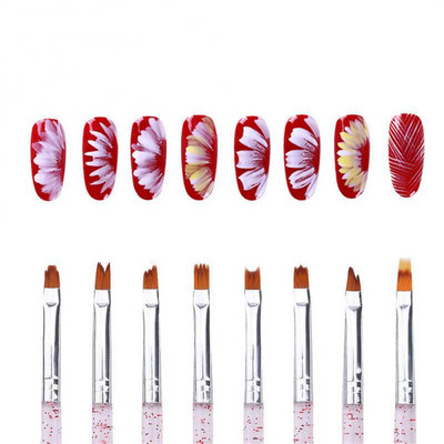 Perie pentru unghii Perie cu gel pentru manichiură Nail Art 8 buc/set Perie pentru unghii Pudră lichidă acrilice Perie cu gel pentru sculptură Liner pentru desen Perie pentru unghii