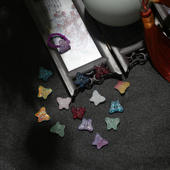 4-12 бр./лот Малки мъниста Lampwork с форма на пеперуда Многоцветни стъклени мъниста за изработка на бижута Ръчно изработени аксесоари Направи си сам