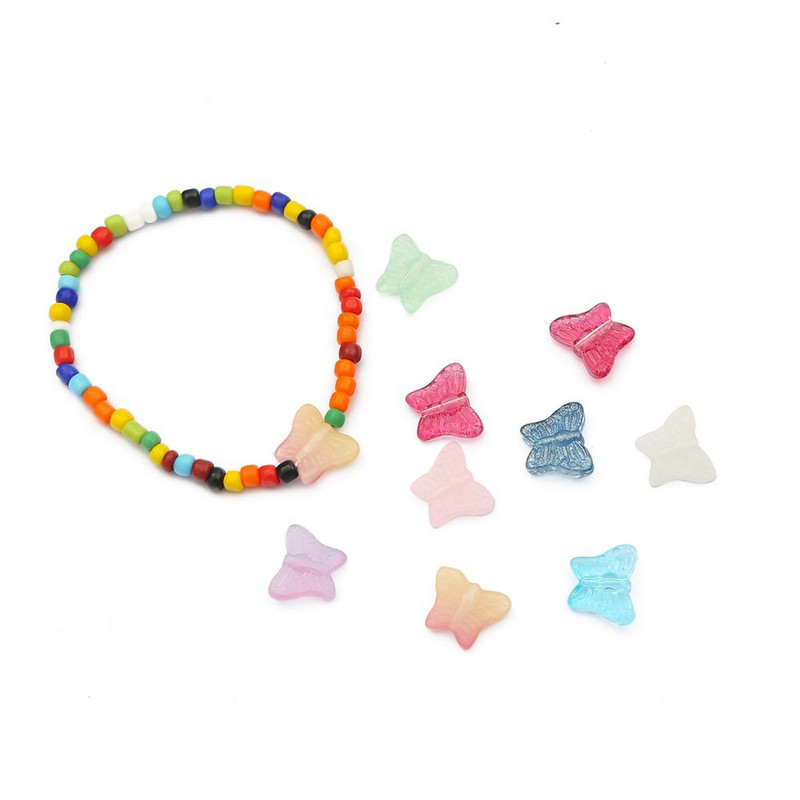 4-12 bucăți/lot Mărgele de sticlă în formă de fluture mic, mărgele de sticlă cu culori mai gradiente, pentru realizarea de bijuterii, accesorii de bricolaj realizate manual