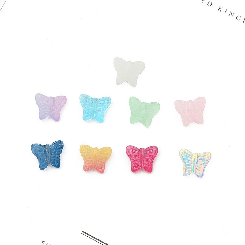 4-12 bucăți/lot Mărgele de sticlă în formă de fluture mic, mărgele de sticlă cu culori mai gradiente, pentru realizarea de bijuterii, accesorii de bricolaj realizate manual