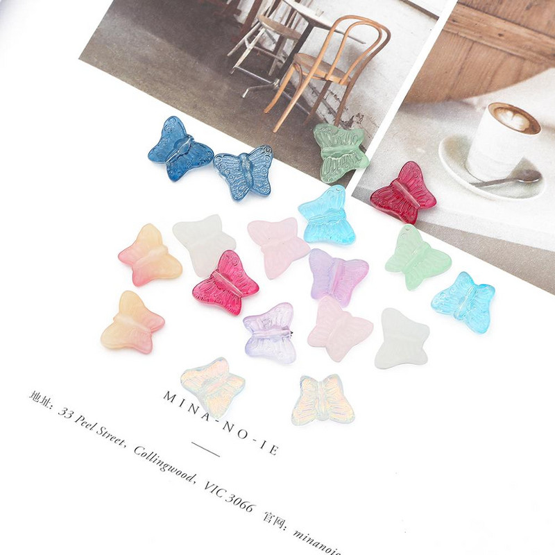 4-12 bucăți/lot Mărgele de sticlă în formă de fluture mic, mărgele de sticlă cu culori mai gradiente, pentru realizarea de bijuterii, accesorii de bricolaj realizate manual