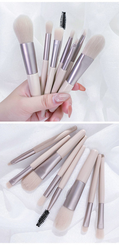 Дамски комплект четки за грим от 8 части Преносим мек коректор Основа за грим Красота Инструмент за начинаещи Четка за мигли с чанта