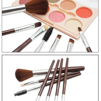 Lenoyn New Portable Makeup Case Brush Fiber Hair eye shadow Brush Mesh Red Makeup Tool Seven Set Brush