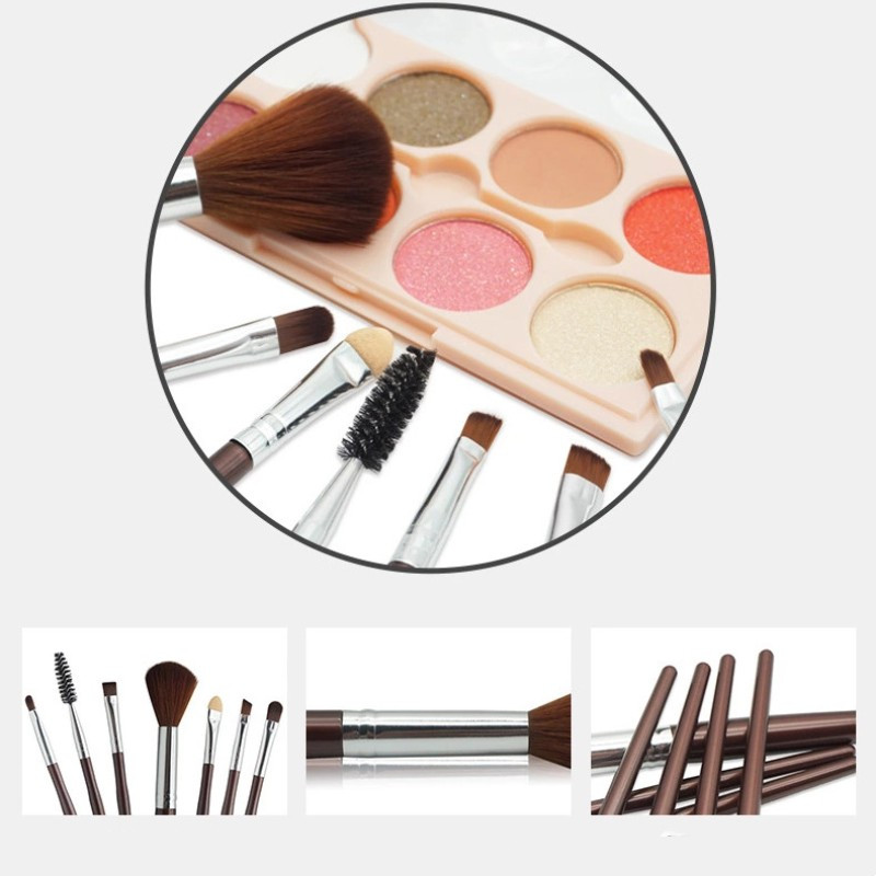 Lenoyn New Portable Case Makeup Brush Fiber Hair Shadow Brush Mesh Red Makeup Tool Seven Set Brush