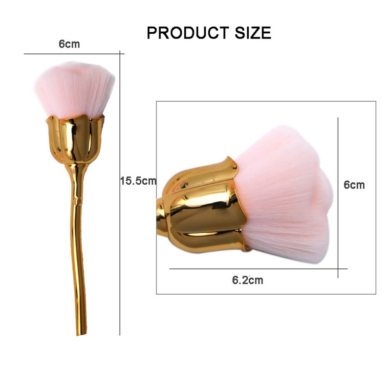 Klasični kistovi za šminkanje s cvijetom ruže s dugom drškom, 6 boja, akrilna meka četka za prašinu za nokte za čišćenje manikure