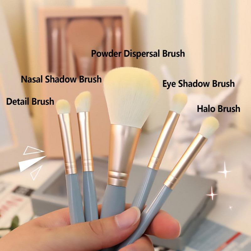 5 tk/komplekti meigipintsel Pehmete harjastega Mini Beauty Tool peitekreem lauvärv Make Up Brush Kit Lauvärvipintsel Reisi kasutamine