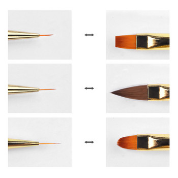 3Pcs Акрилни френски райета Nail Art Liner Brush Set 3D Tips Liner Brush Painting Pen Gel Polish Crystal Nail Art Инструменти за маникюр