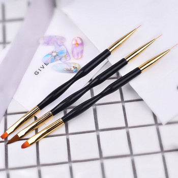 3Pcs Акрилни френски райета Nail Art Liner Brush Set 3D Tips Liner Brush Painting Pen Gel Polish Crystal Nail Art Инструменти за маникюр
