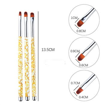 3Pcs Акрилен UV гел Extension Builder Nail Painting Pen Drawing Brushes Set Petal Flower Painting Drawing Brush Инструменти за маникюр