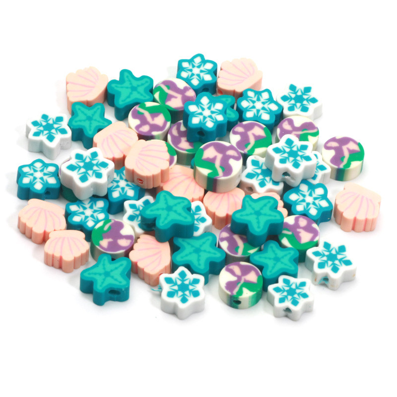 Savist vahehelmed kaelakeed käevõru 20/50 tk 9-11 mm mereorganismi kujuga polümeerist savihelmed ehete valmistamiseks isetegemise tarvikud