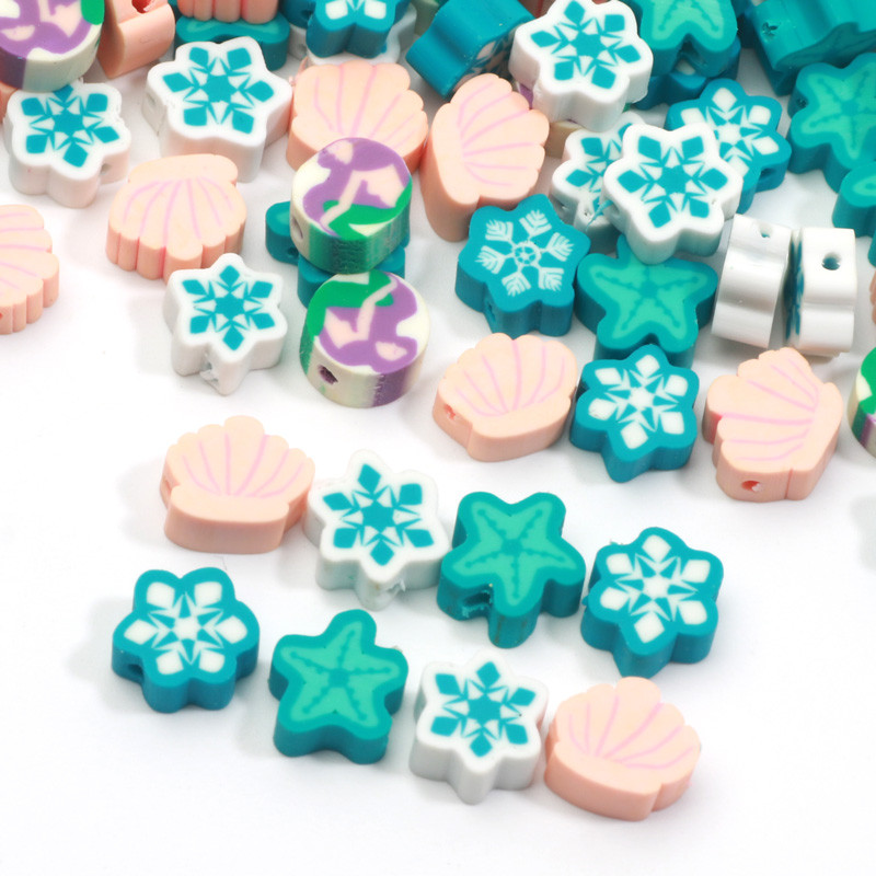 Savist vahehelmed kaelakeed käevõru 20/50 tk 9-11 mm mereorganismi kujuga polümeerist savihelmed ehete valmistamiseks isetegemise tarvikud