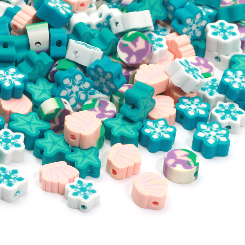 Savist vahehelmed kaelakeed käevõru 20/50 tk 9-11 mm mereorganismi kujuga polümeerist savihelmed ehete valmistamiseks isetegemise tarvikud