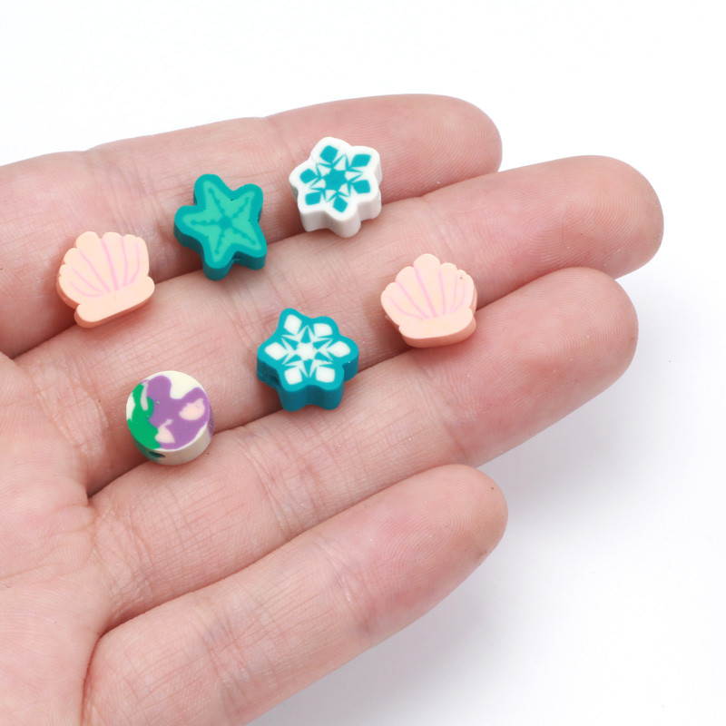 Savist vahehelmed kaelakeed käevõru 20/50 tk 9-11 mm mereorganismi kujuga polümeerist savihelmed ehete valmistamiseks isetegemise tarvikud