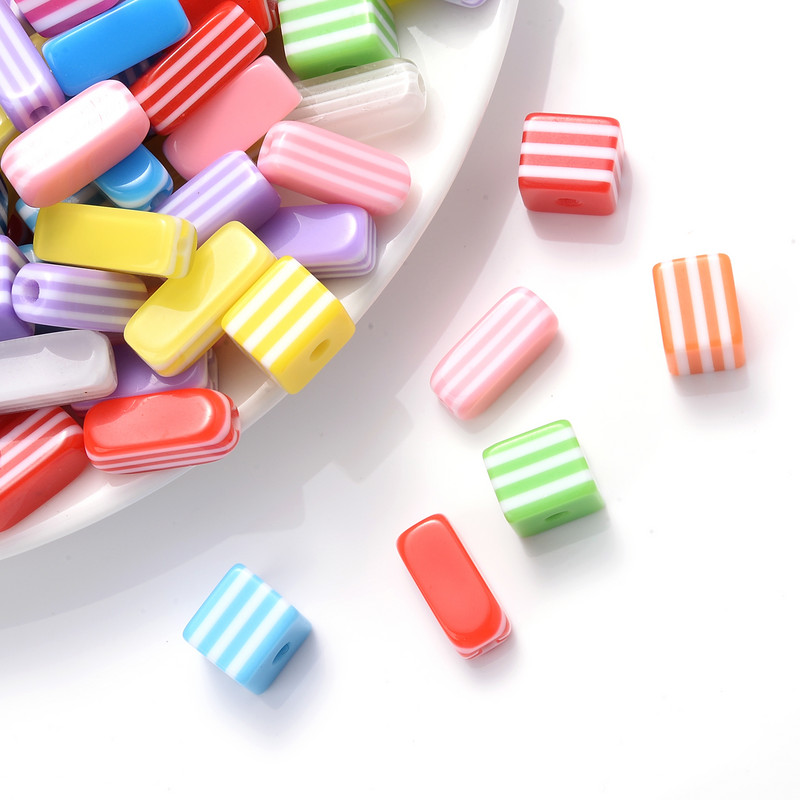 iYOE 50 tk kommid akrüülvaigust triibulised helmed lahtised vahehelmed ehete valmistamiseks käevõru kaelakee meisterdamine lastele ehtetarbed