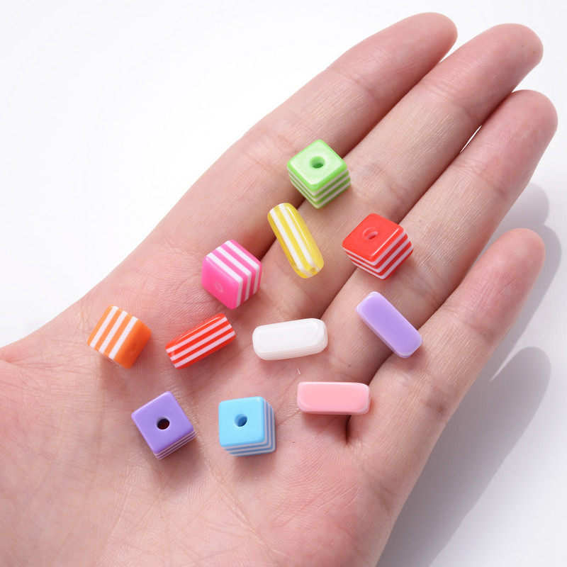 iYOE 50 tk kommid akrüülvaigust triibulised helmed lahtised vahehelmed ehete valmistamiseks käevõru kaelakee meisterdamine lastele ehtetarbed