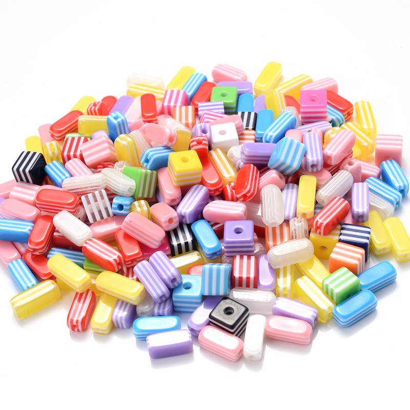 iYOE 50 tk kommid akrüülvaigust triibulised helmed lahtised vahehelmed ehete valmistamiseks käevõru kaelakee meisterdamine lastele ehtetarbed