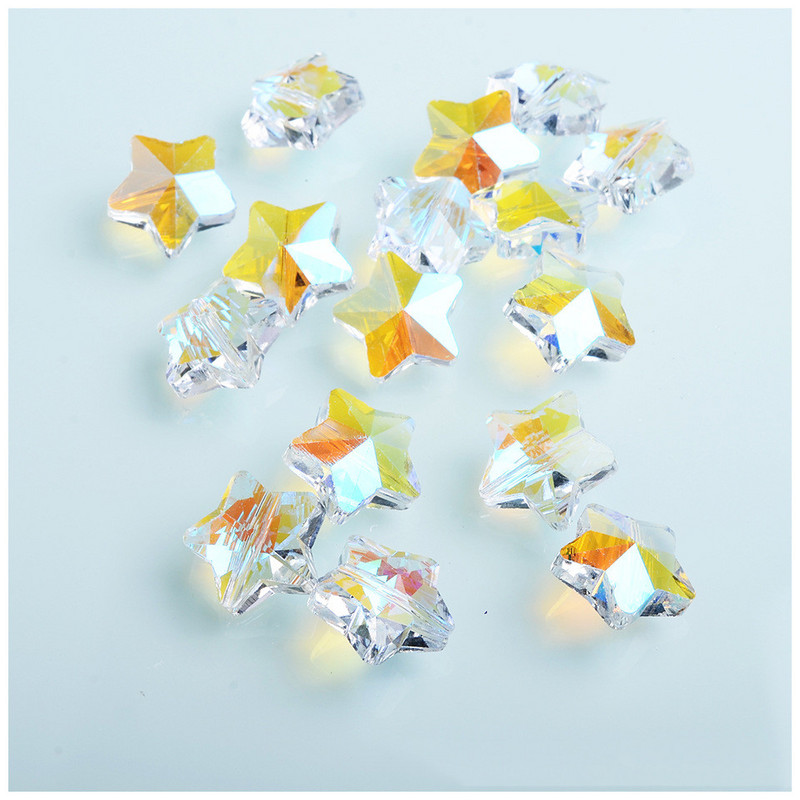 AB värvilised viie tärni kujulised helmed 14 mm kristallhelmed mitmevärvilised lihvitud helmed ehete valmistamiseks kaelakee tarvikud