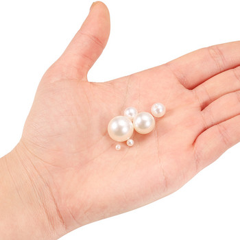 10-1000 бр./лот 3-20 мм прави дупки Акрилна имитация на перла, бежова гривна Кръгли мъниста за консумативи за изработка на бижута Направи си сам