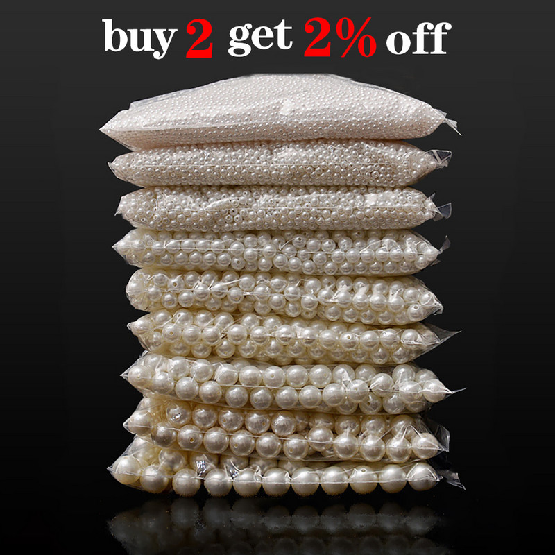 10-1000db/tétel 3-20mm-es egyenes lyukak akril imitáció gyöngy bézs karkötő kerek gyöngyök barkácsolás kézműves ékszer készítési kellékekhez